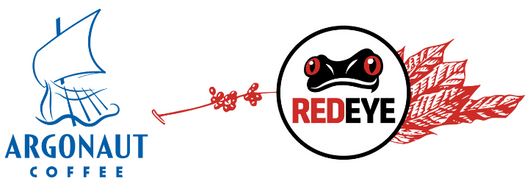 Logos of Argonaut Coffee and Red Eye on a white background