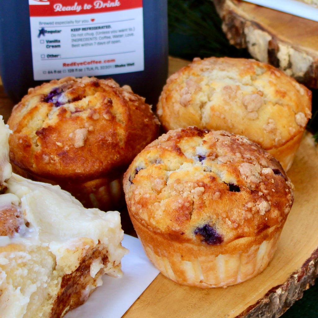 Blueberry Crumble muffin pack catering by RedEye Coffee in Tallahassee, FL 