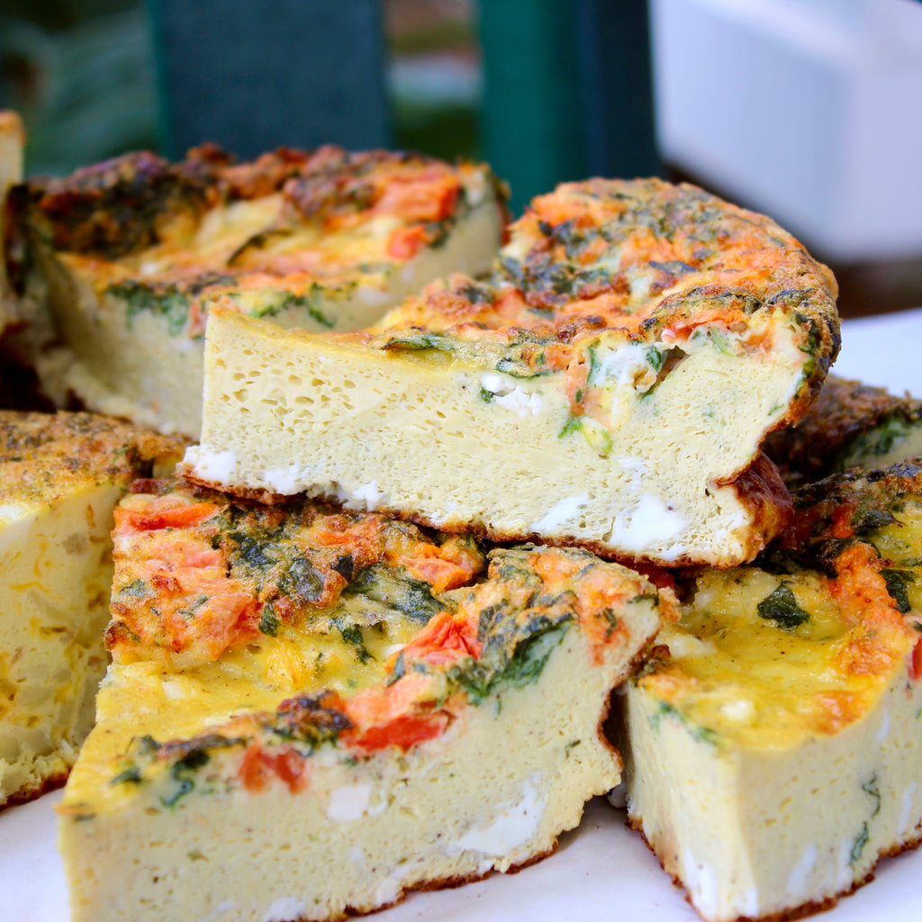 Spinach/Tomato/Feta breakfast casserole made by RedEye Coffee in Tallahassee, FL.