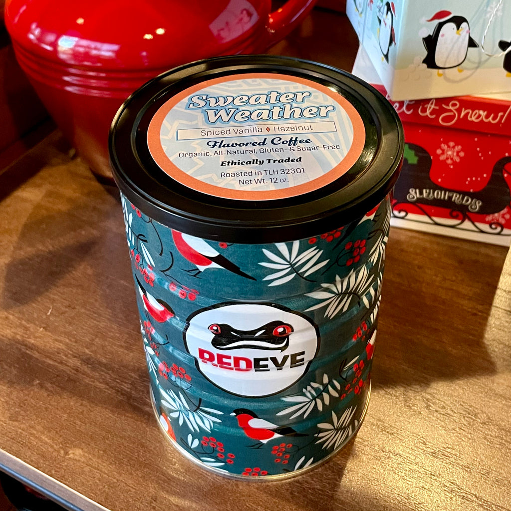Sweater Weather Holiday Tin available at Red Eye in Tallahassee, FL