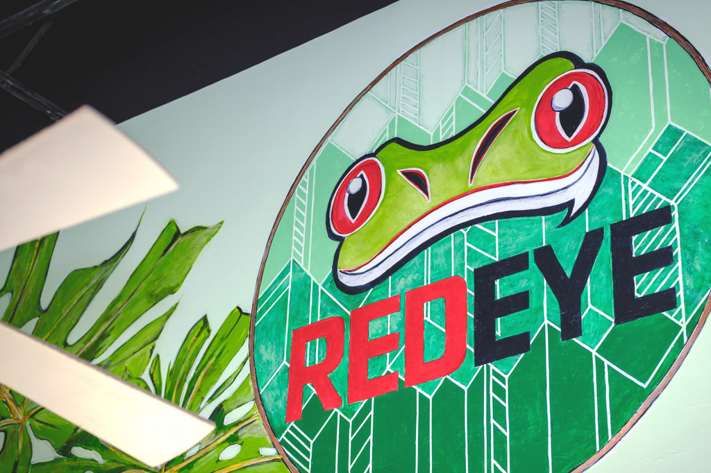 Red Eye Coffee logo inside of establishment in Tallahassee, FL