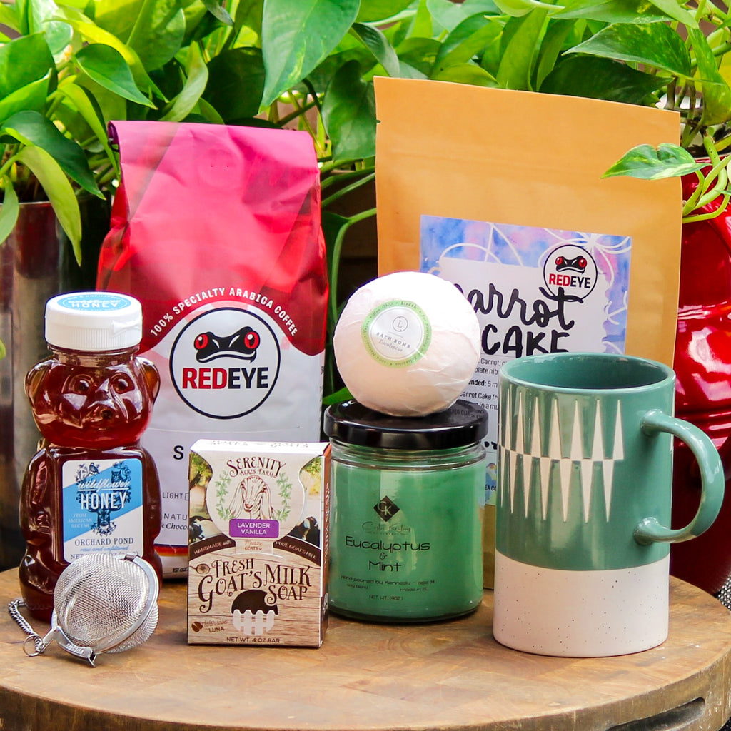 The ultimate gift set for her with local food, coffee, and gifts from RedEye Coffee in Tallahassee, FL.