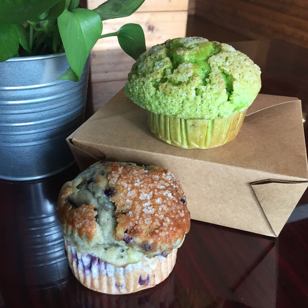 Freshly baked blueberry and pistachio muffins at RedEye Coffee in Tallahassee, FL.