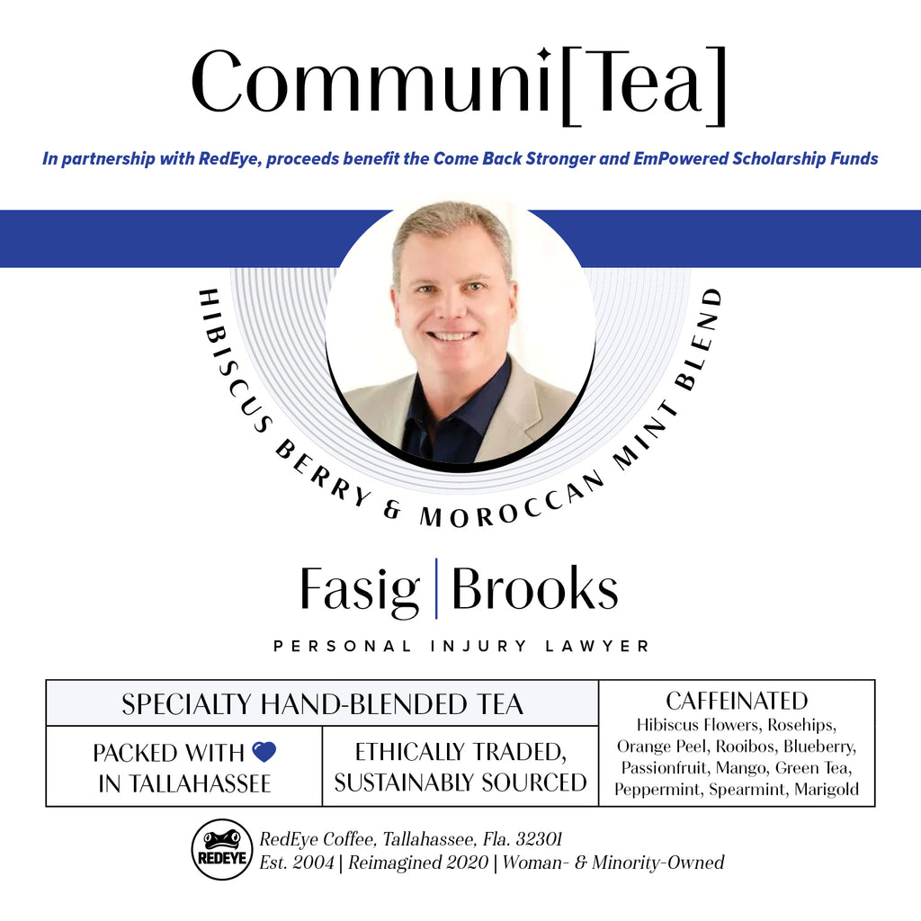 Specialty tea blend exclusively for Fasig Brooks attorneys at law hibiscus berry and morrocan mint blend for Christopher Nicholas 
